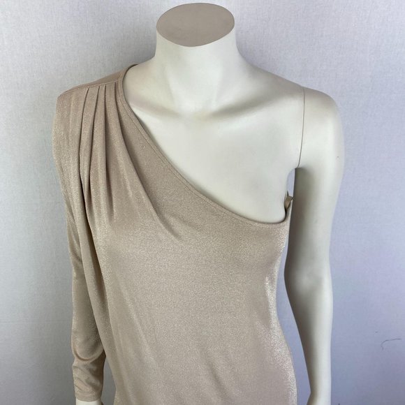 BCBGMaxAzria One-Shoulder Beige Dress - Picture 4 of 10